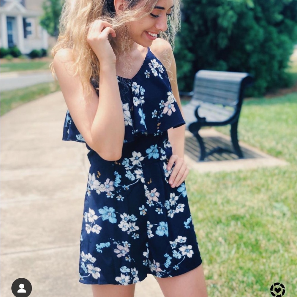 Blue floral romper